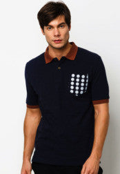 Polo Tee With Big Dot Print Pocket