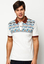 Polo Tee With Yoke Print