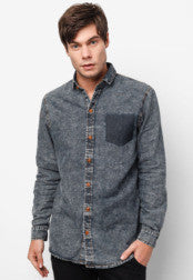 Long Sleeve Denim Shirt With Shadow Pocket