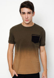 Dip Dye Tee With Studded Pocket