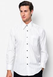 Grey/White Slim Fit Exclusive Casual Long Sleeve Shirt