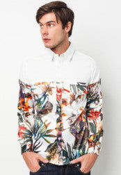 Floral Half Print Long Sleeve Shirt