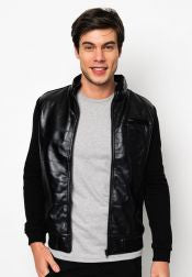 Leatherette Panel Jacket