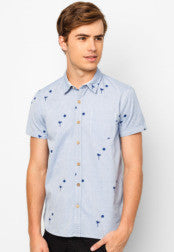 Contrast Button Short Sleeves Shirt