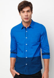 Stripe Panel Long Sleeves Shirt