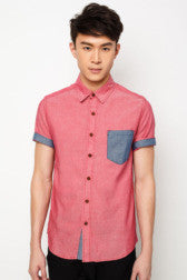 Short Sleeve Oxford Shirt With Contrast Pocket