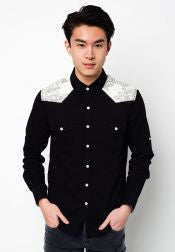 Long Sleeve Oxford Shirt With Shoulder Patches