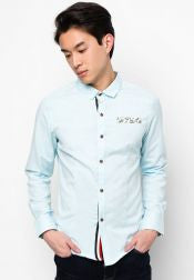 Long Sleeve Oxford Shirt With Contrast Placket