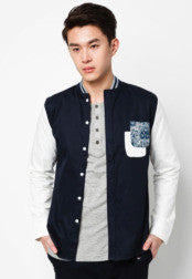 Varsity rib collar jacket shirt