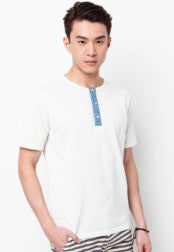 Cotton Pique Tee With Grandad Collar