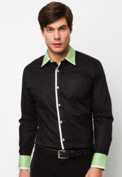 Contrast Collar Long Sleeve Shirt