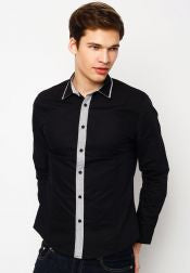 Stripe Placket Long Sleeves Shirt