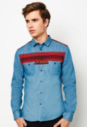 Denim Shirt with Aztec Details