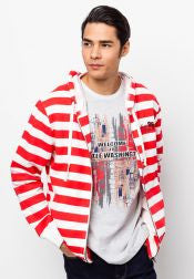 Stripe Print Long Sleeve Jacket